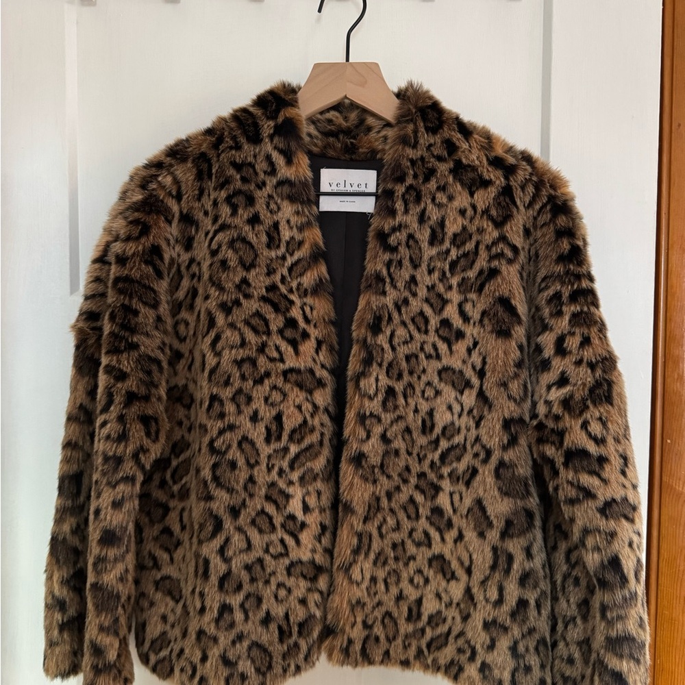 Velvet Animal Print Faux Fur Coat